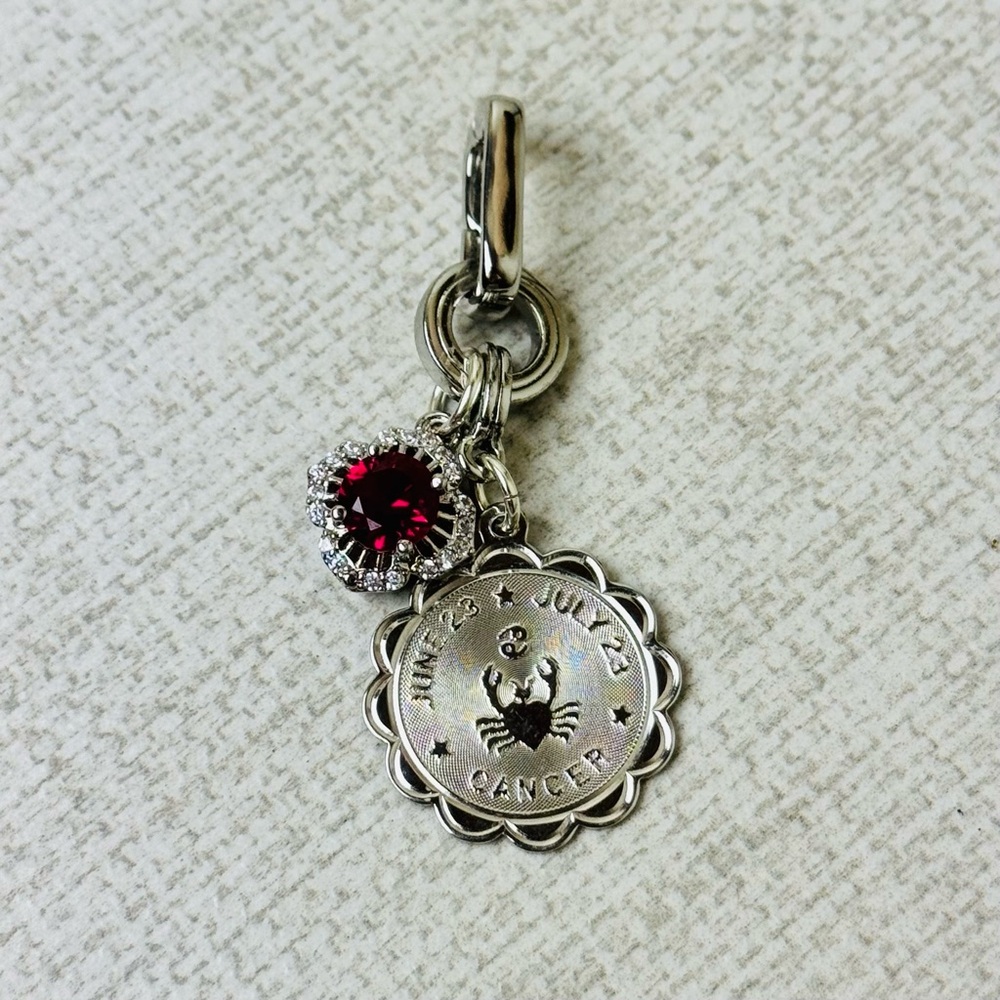 Upcycled Silver Cancer Birthstone Charm Enhancer Pendant